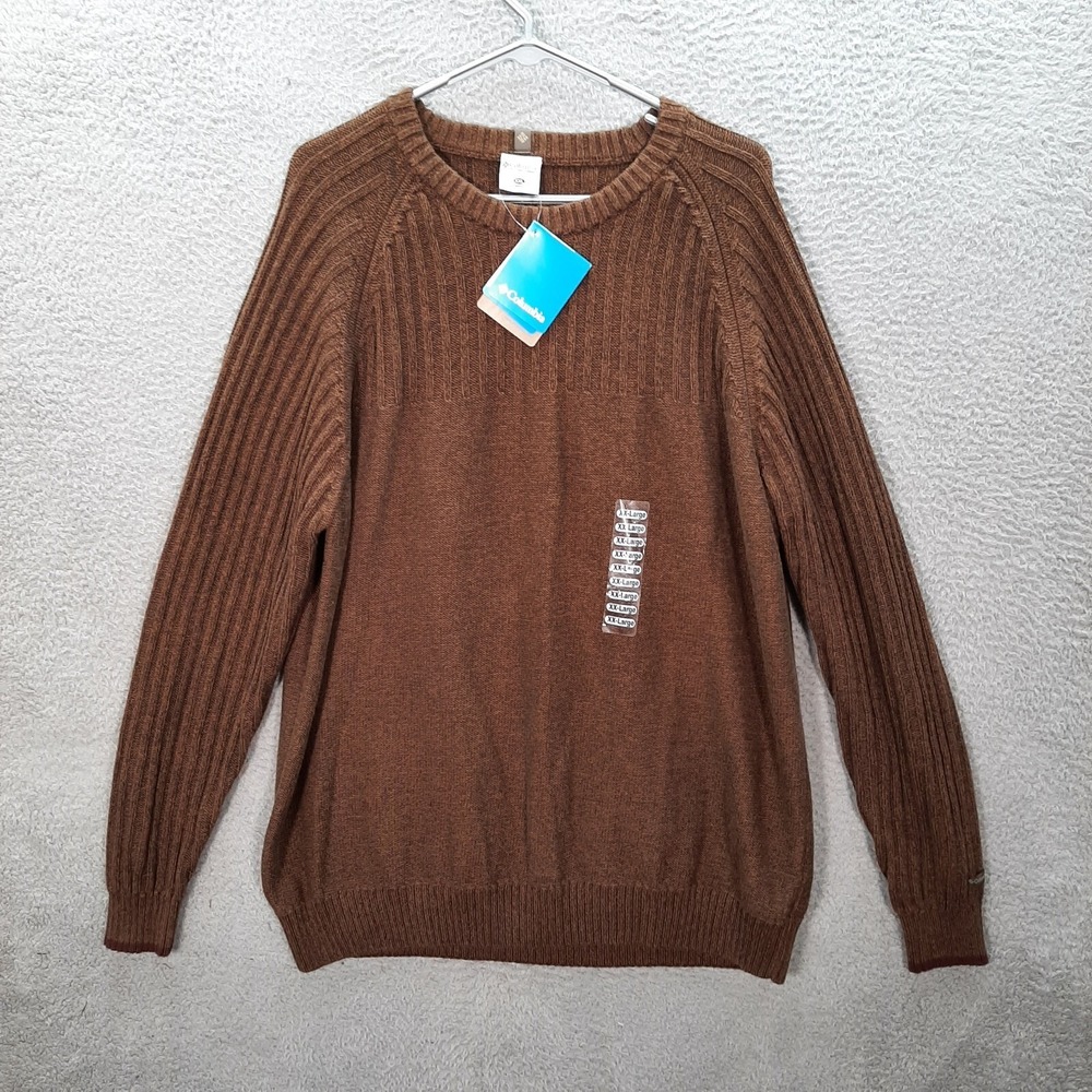 Columbia‎ Sweater Adult 2XL XXL Brown Knit ROC Crew Knit Outdoors Preppy NEW